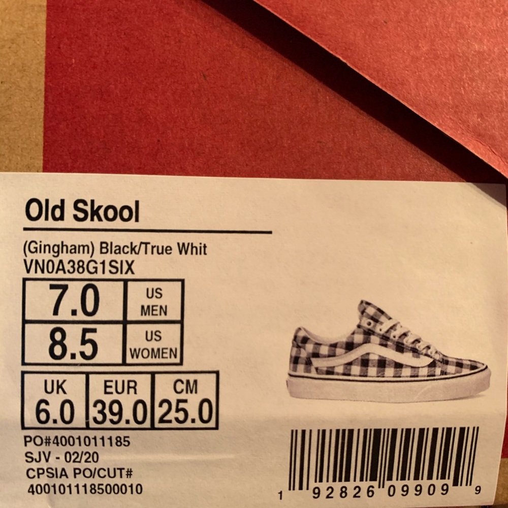VANS Women’s Gingham Old Skool Black/White Various - Picture 9 of 10